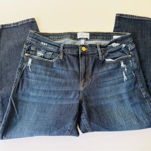 Frame Denim Boyfriend Jeans in Distressed Blue